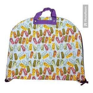 Flip Flop Print Travel Garment Bag Pale Blue & Purple NWOT